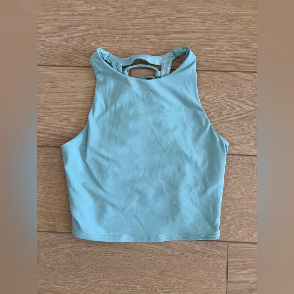 ALO yoga movement cropped sports bra tank top sea glass blue size medium - Picture 2 of 6